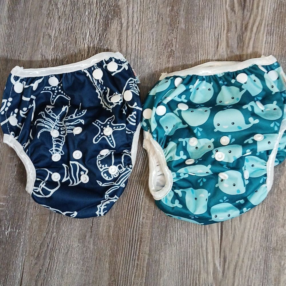 Baby Swim Diapers 2pcs  Reuseable Washable & Adjustable  Sz S NWOT